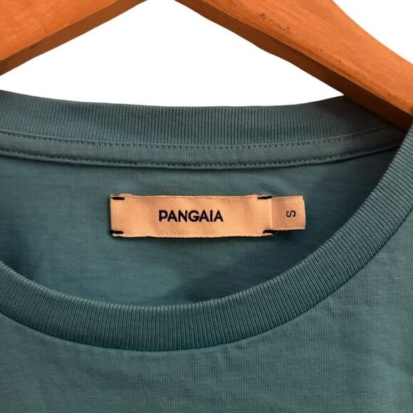 Pangaia Organic Cotton Long Sleeve Blue Crewneck Cropped Top Boxy Shirt Small - Picture 2 of 5